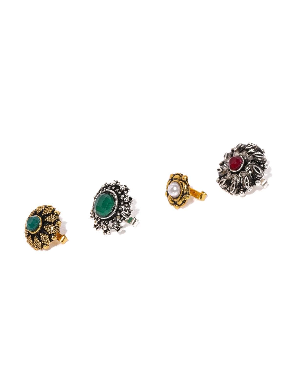 - Combo Of 4 Antique Adjustable Nose Pin For Women-ZPFK8493