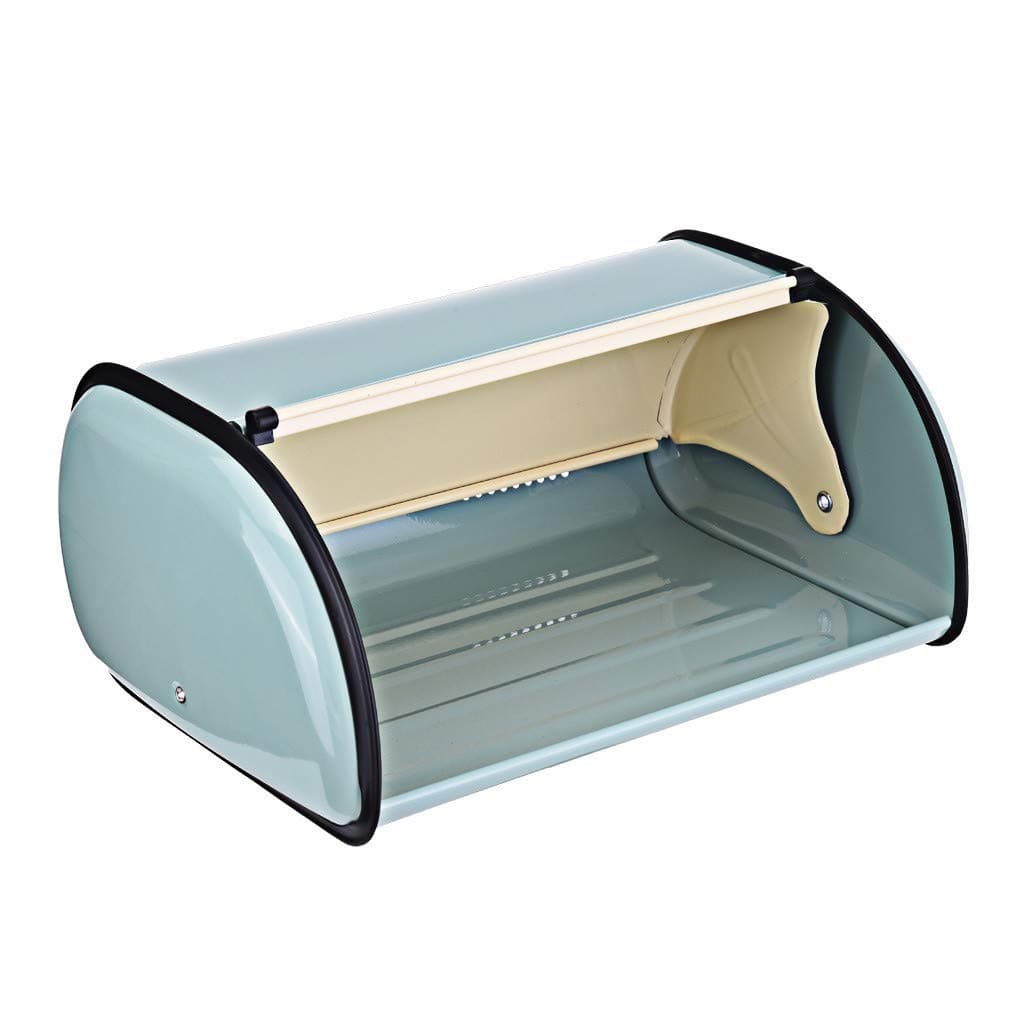 Clearance !! Metal Bread Box,Kitchen Storage Containers with Roll Top Bread Bin Multipurpose Organizer for Kitchen Counter Large Capacity Bread Keeper (Blue)