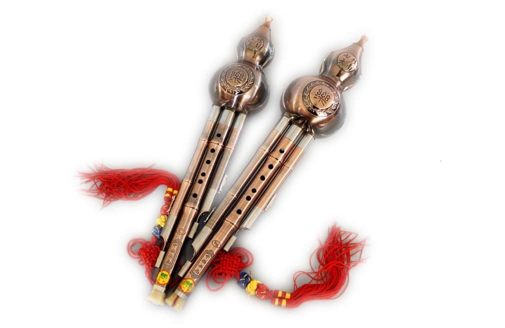 Exquisite Traditional Chinese Coppering Hulusi(Cucurbit Flute) Handmade Limited Edition in B Flat Key with Fingering Table and Beginner Tutorial