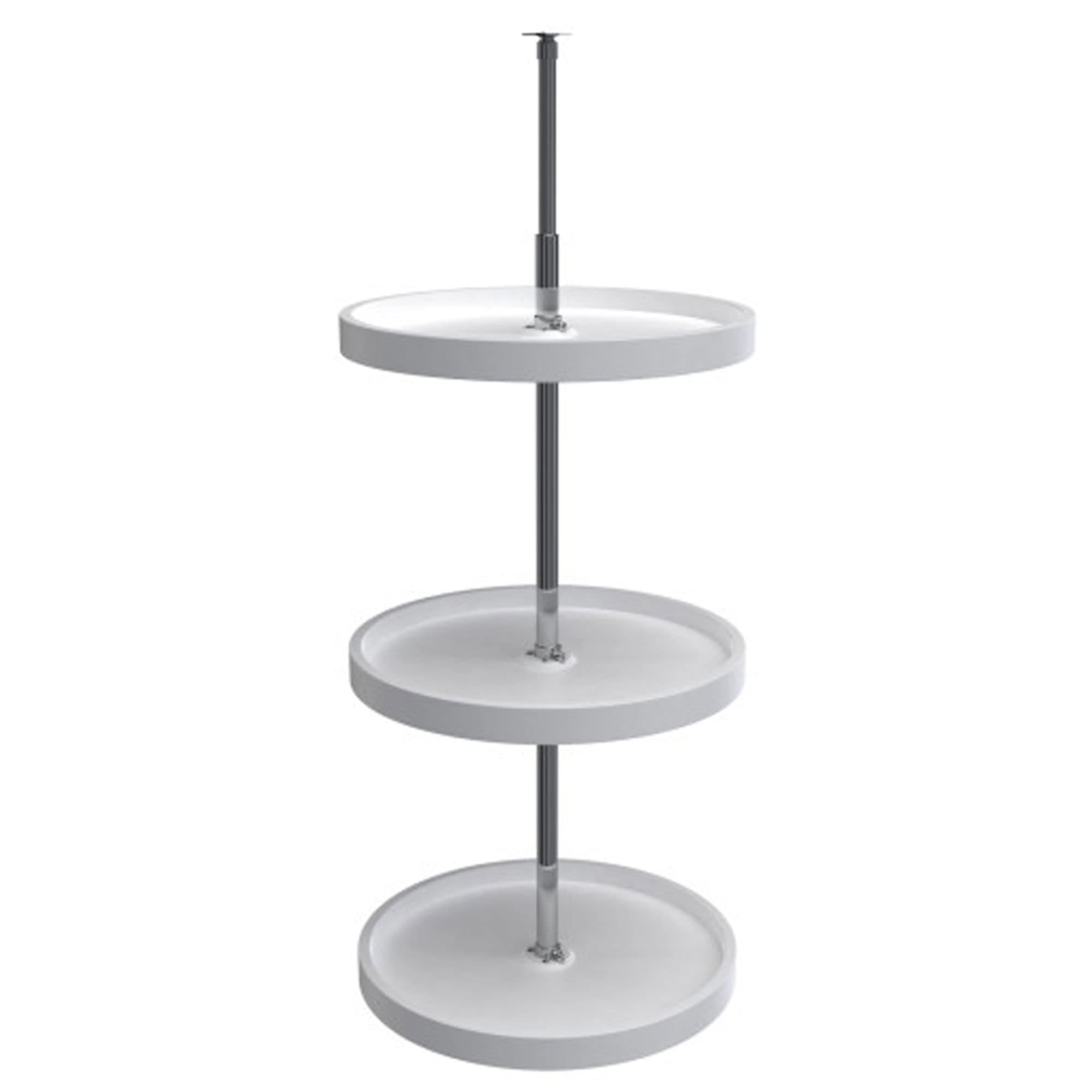 Rev-A-Shelf 18 Inch 3 Tier Full Circle Lazy Susan for H Corner Kitchen Cabinets, Large Plastic Home Storage Rotating Shelves, White, 6013-18-11-526
