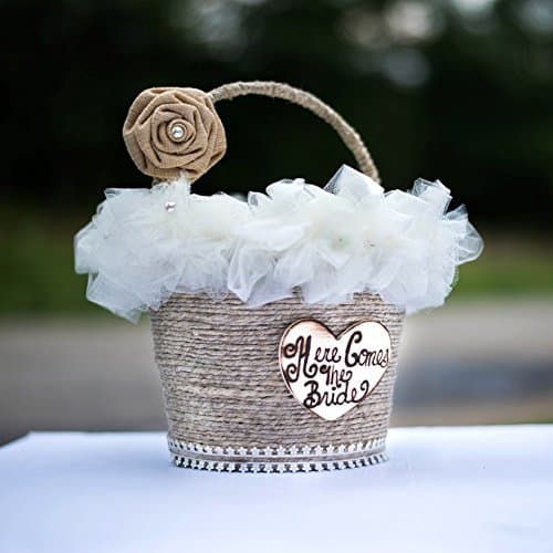 Flower Girl Pail - Rustic Flower Girl Bucket - Here Comes the Bride Pail