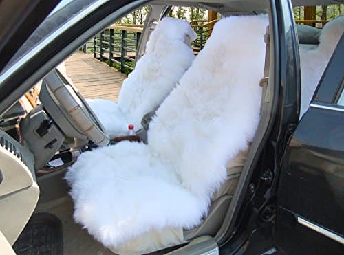 Genuine Australia Sheepskin Seat Cover Fluffy Fur Seat Cover for Cars, Trucks, SUV or Vans (White 1 Piece)