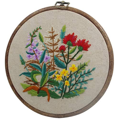 Embroidery Kits with Colorful Flower and Plant Designs; Embroidery Starter Sets with Patterns – Perfect Embroidery Beginner Kit with Hoop, Threads, Tools and Stamped Cloth