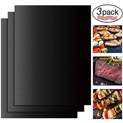 safova Nonstick BBQ Grill Mat, Barbeque Grill Mat Perfect for Charcoal, Electric and Gas Grill - Reusable, Easy to Clean - Set of 3 Mats - Essential Grilling Accessories for Home Cooks and Grillers