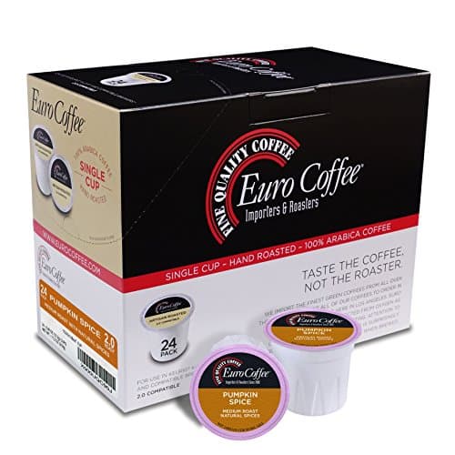 Euro Coffee Natural Pumpkin Spice, 24 Count Single-Serve K-Cup Keurig Compatible. Award Winning Artisan Coffee Roaster