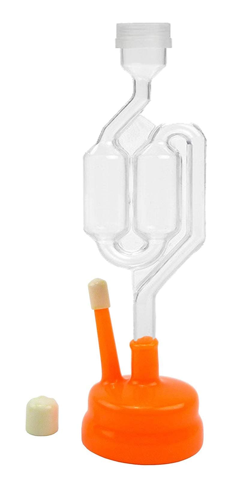 LD Carlson Twin Bubble Airlock with Universal Orange Carboy Cap