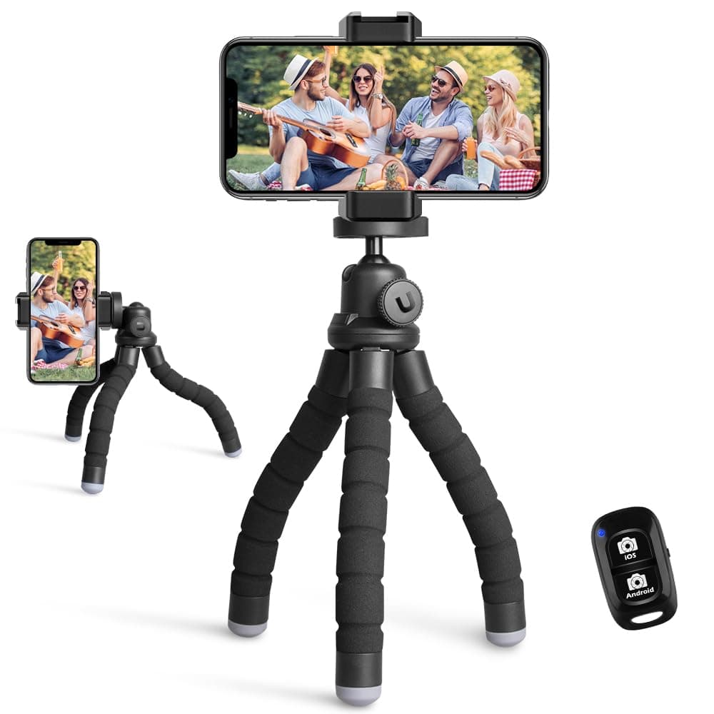 Phone Tripod, Portable and Flexible Tripod with Wireless Remote and Clip, Cell Phone Tripod Stand for Video Recording, Medium