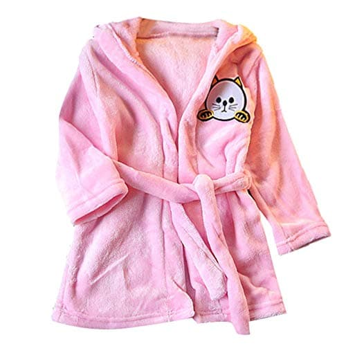 EnjoCho Clearance Sale! Children Towel Beach Baby Bath Robe Cartoon Cat Animals Hooded Bathrobes for Boys Girls Pyjamas Nightgown Kids Sleepwear Robe (Age:12-18 Months, Pink)