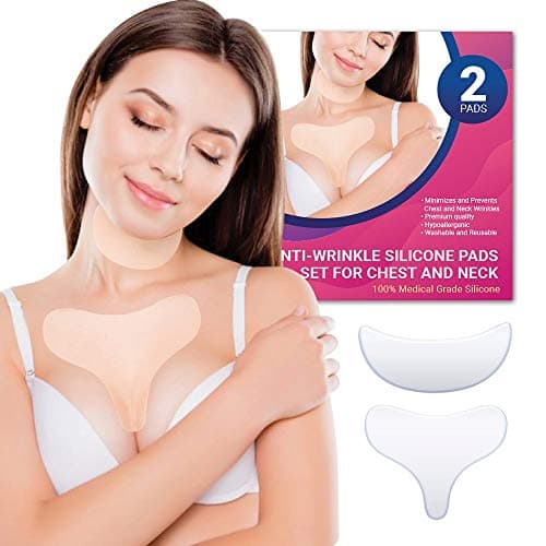 Silicone Anti Wrinkle Chest Pad and Anti Wrinkle Neck Pads,T-Shaped Reusable Decollette Pads,Prevent Chest & Neck Wrinkles for Women (Blue)