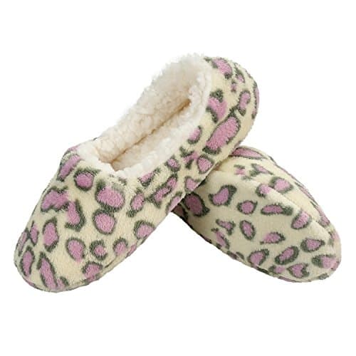 Zegee Womens Indoor Soft Slippers Non-Slip Sole Cozy Warm Slip-on House Bedroom Fuzzy Slippers (L 9-10, Leopard)