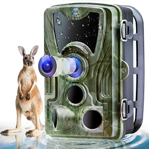 Henf Trail Camera, 16MP 1080P Game Wildlife Hunting Camera with Night Vision Motion Activated Up to 80ft, 0.3s Trigger Speed, 2.0" LCD 120° Wide View IP65 Waterproof Camera for Wildlife & Home Garden