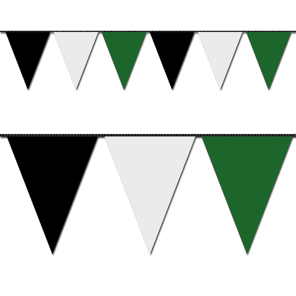 Ziggos PartyBlack, White and Green Triangle Pennant Flag 100 Ft.