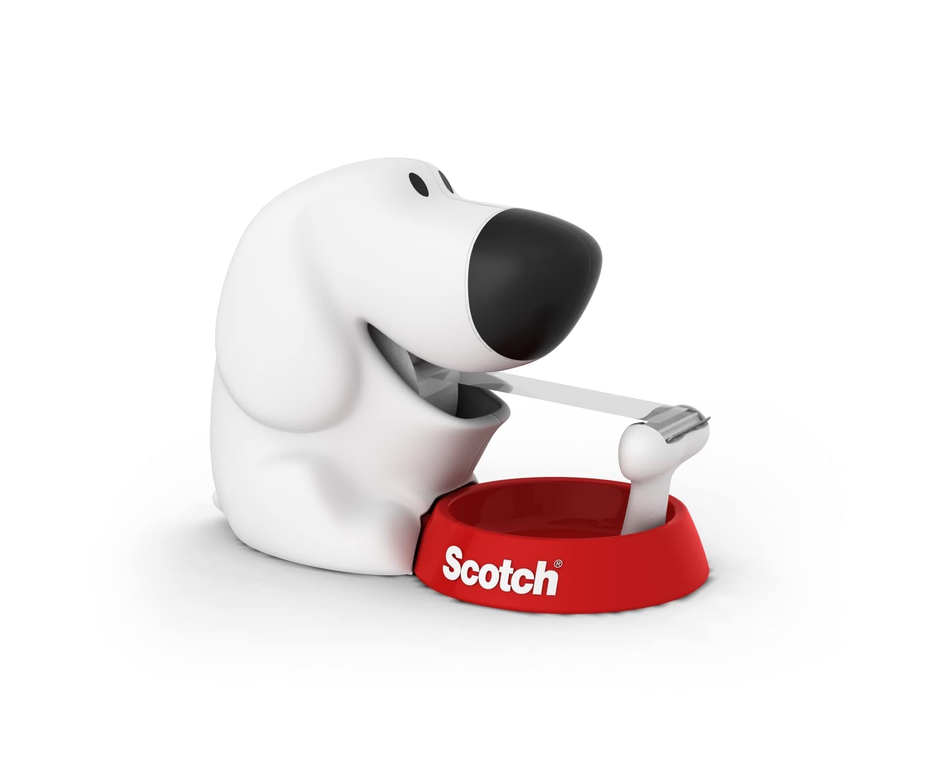Scotch Dog Tape Dispenser - Holds Tape up to 19 mm Wide x 7.5 m - Cute Stationery Set and Gift - White