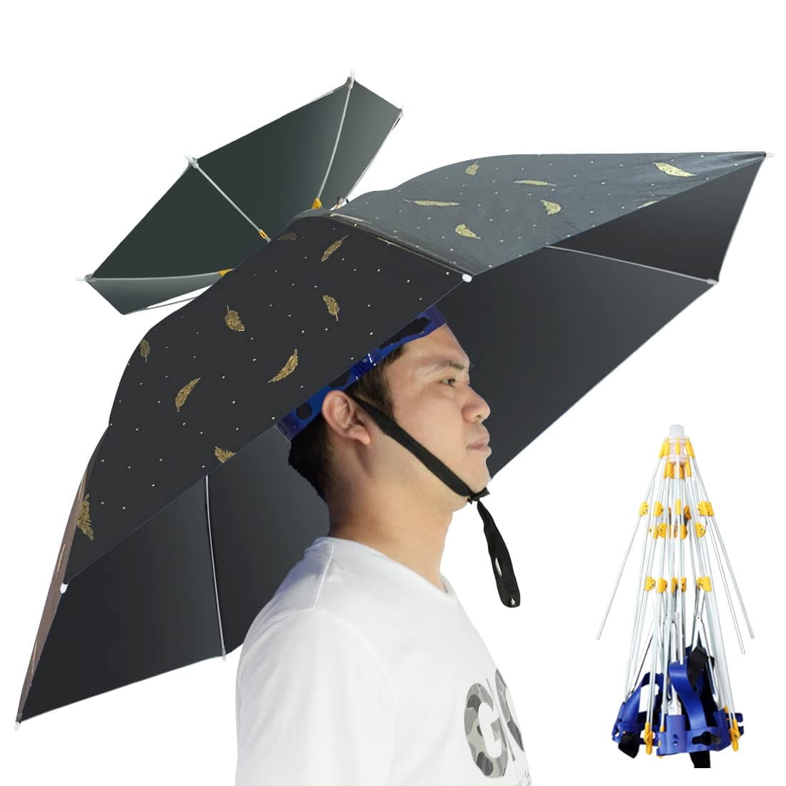 NEW-Vi Fishing Umbrella Hat Folding Sun Rain Cap