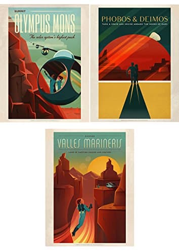 Doppelganger33 LTDSpace Mars Travel Advert Pack 3 Posters 12x16 '' Unframed Art Prints