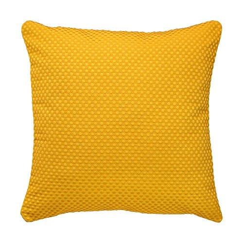1001 Cushions Polky Mustard 18"X18" Yellow Textured Polka Dotted Solid Coloured Cushion Cover