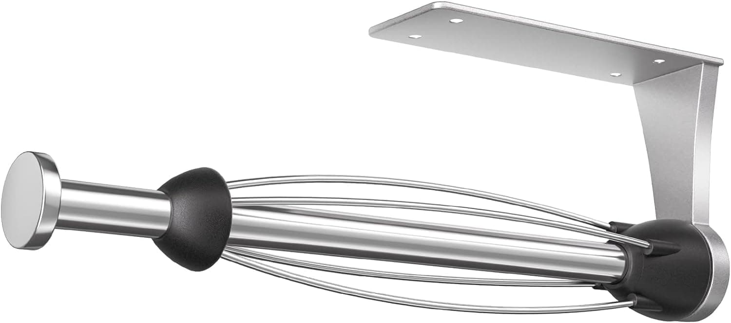 LOISVIPaper Towel Holder Under Cabinet with Damping Effect, Single-Hand Operable Wall Mount Paper Towel Holder for Kitchen/Bathroom, Under Counter Self-Adhesive/Drilled Kitchen Towel Holder