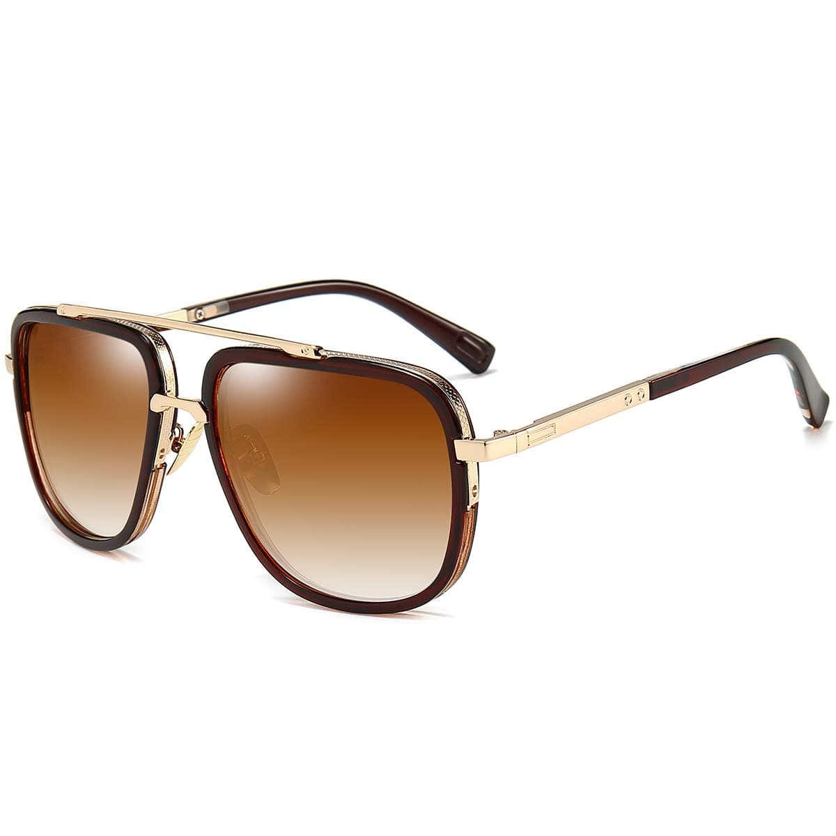 Dollger Oversized Square Aviator Sunglasses for Men Pilot Shades Gold Frame Retro Sun Glasses