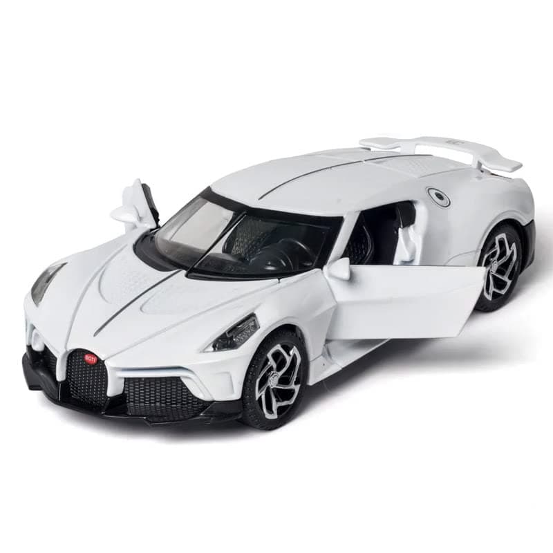 1:32 Bugatti LA Voiture Toy Car Metal Pull Back Diecast Car with Openable Door and Sound Light, Gifts Toys for Kids【 White 】