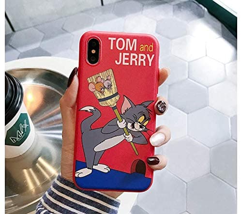 Twinlight for iPhone 7 8 Plus Case Silicone Cute Tom and Jerry Cartoon Soft TPU Back Cover Case for iPhone X XS MAX XR Fundas Capa (Red, for iPhone XR)