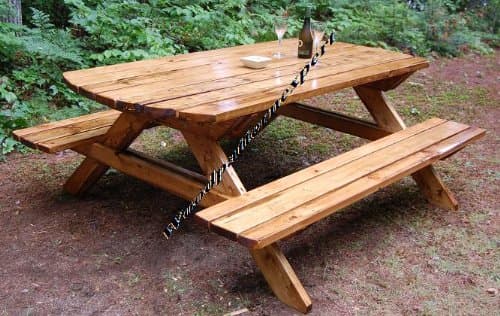 Build Your Own Wood PICNIC TABLE Family Size Park Style Indoor or Outdoor Standard 7’ with Attached Benches Pattern DIY PLANS; So Easy, Beginners Look ... PDF Download Version so you can get it NOW!