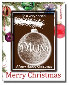 Personalised Christmas Chocolate Bauble card with Name - Mum