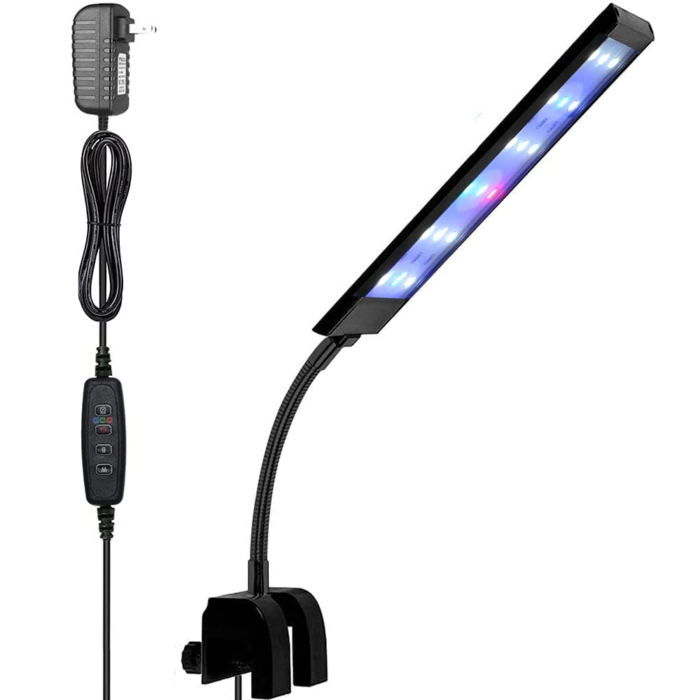 Fish Tank Clip on Light, VARMHUS RGB Clamp Aquarium Light Fish and Plant Aquarium Lighting with Timer Dimmer for Sunrise and Sunset (7W)