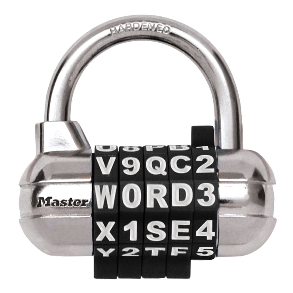 1534DBLK Combination Padlock with Chrome Body and Steel Shackle, Black