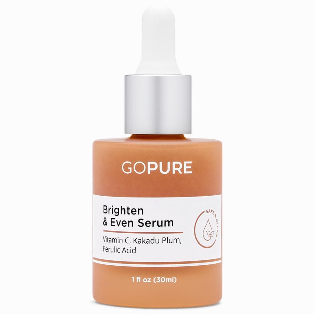 goPure Actives Vitamin C Serum - Brightening Serum with Vitamin C and Ferulic Acid, Face Moisturizing and Anti-Aging Benefits, Improves Skin Discoloration and Visibly Reduces Dark Spots - 1 fl oz