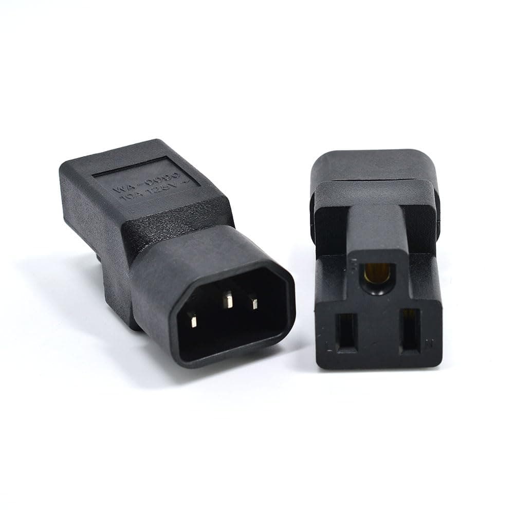 Dracaena.io 2 Pack IEC320 C14 Male to Nema 5-15R PDU USA UPS Extension Power Plug Adapter, IEC C14 Male Plug to Nema 5-15R US 3 Pin Female Power Adapter Connector
