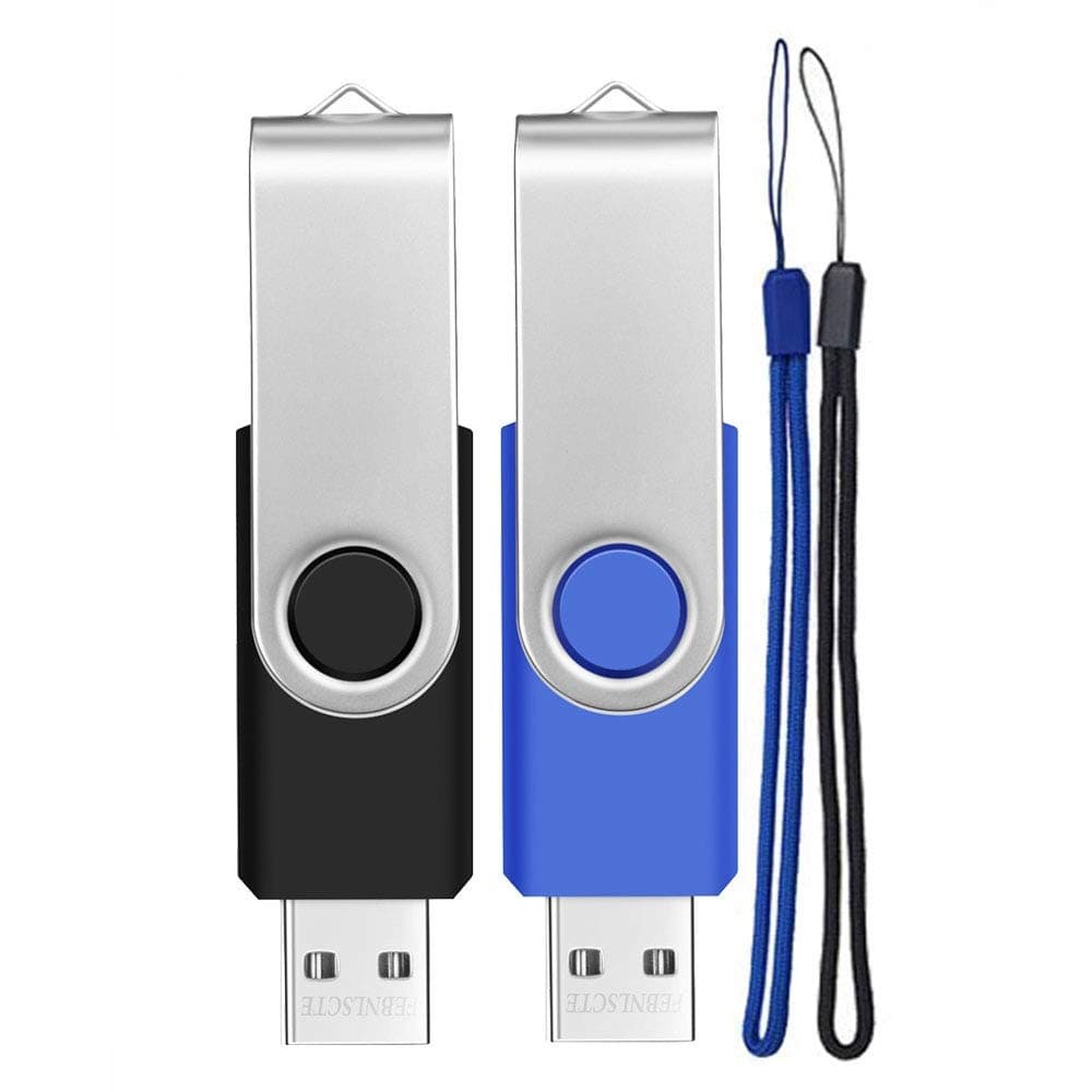 USB Stick 32GB 2 Pack USB 2.0 Flash Drives - Swivel Multi-Color Bulk Memory Stick 32 GB Value Pendrive - FEBNISCTE Data Storage Pen Drive Portable Thumb Drives with Wrist Ropes