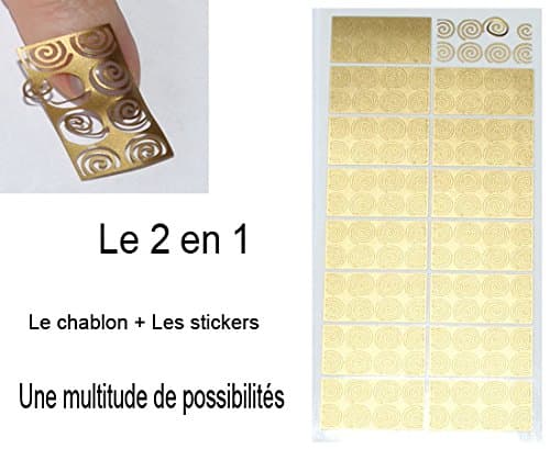 Manicure Set 16 Vinyl Adhesive Chablon Stencils + 128 Gold Nail Art Stickers Nail Resin / Gel UV-Curing
