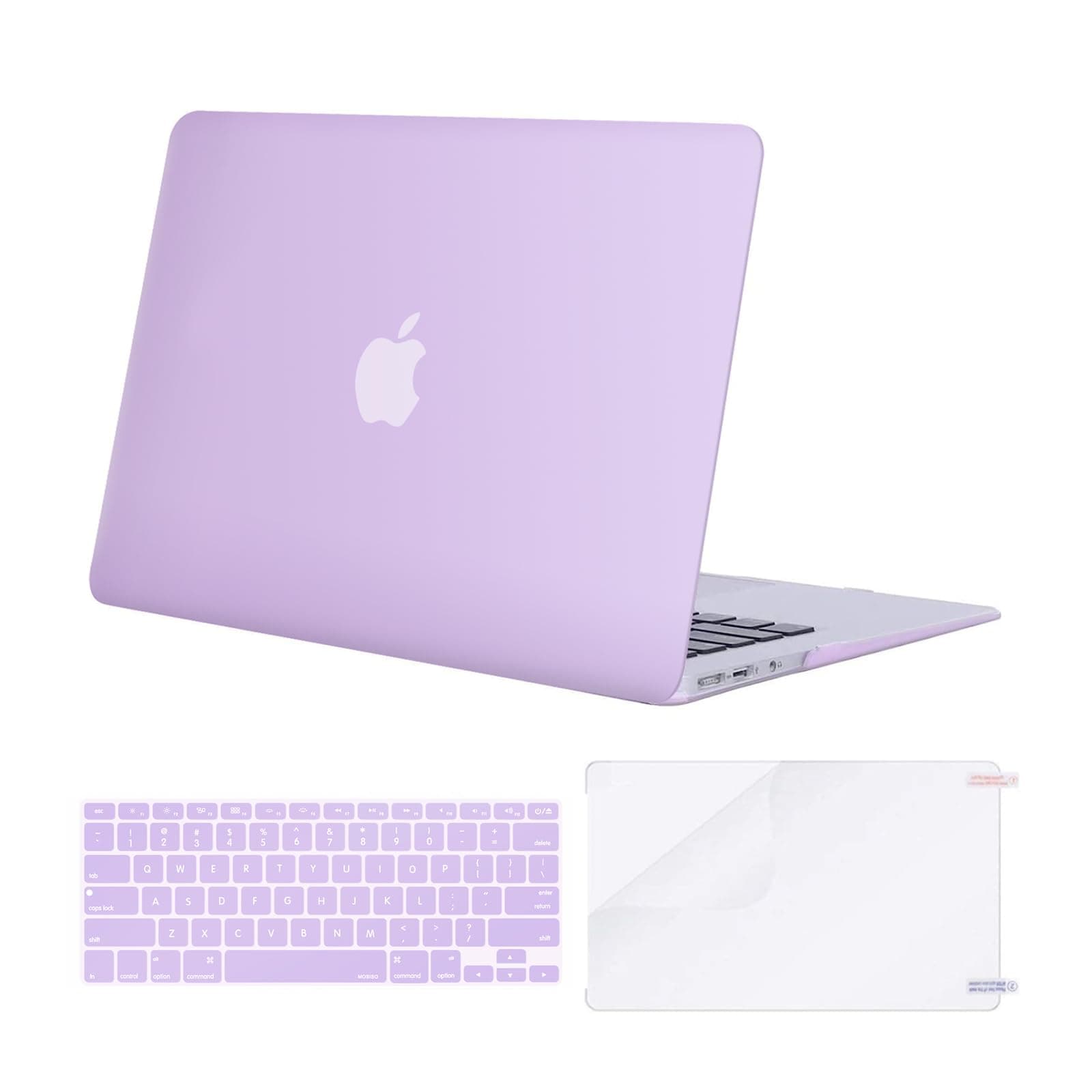 MOSISO Plastic Hard Shell Case & Keyboard Cover Skin & Screen Protector Only Compatible with MacBook Air 11 inch (Models: A1370 & A1465), Light Violet