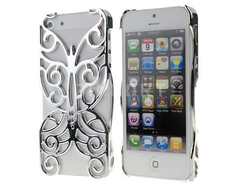 Hollow Pattern Butterfly Electroplating Hard Case Back Cover for iPhone 5 5G Silver