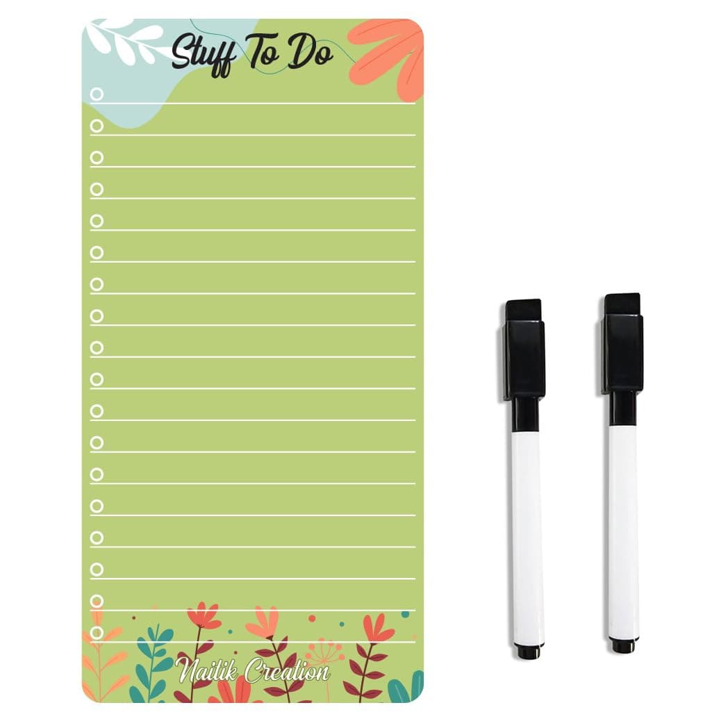 Naitik Creation Grocery Shopping List Fridge Magnet with Markers | Acrylic to Do List Board | Smart Shopping & Planning for Family, Working Professionals (Large, Green)