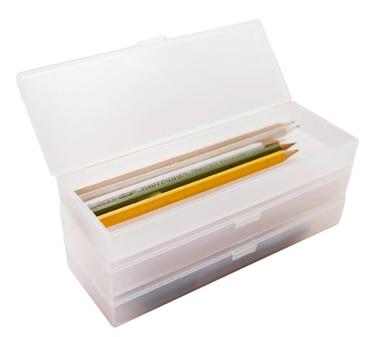 LaOficina Small Plastic Clear Pencil Box Crayon Art Stationery Case Container 4 Packs