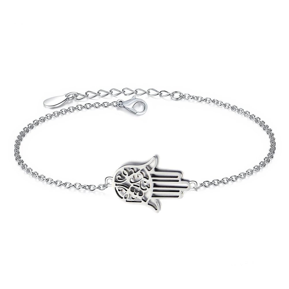 Emma Gioielli – Women Bracelet Stainless Steel Chain Charm Pendant Fatima Hand Hamsa Khamsa – Gift Box