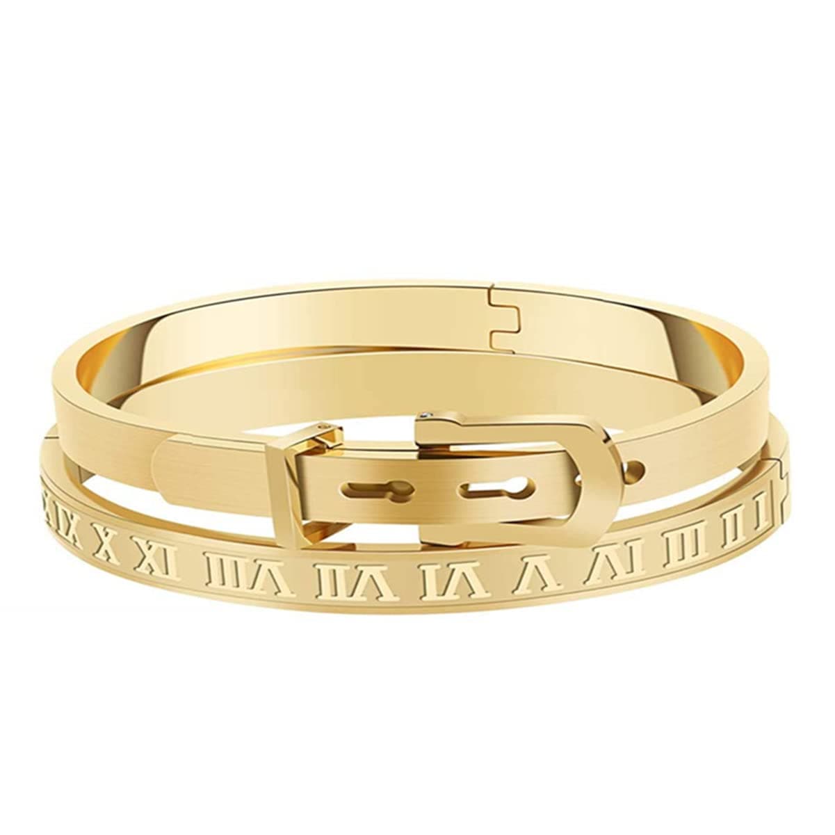Gold Silver Plated Bracelets for Men Women Roman Numeral Bangle Bracelet Stainless Steel Personalized Engraved Unisex Gift