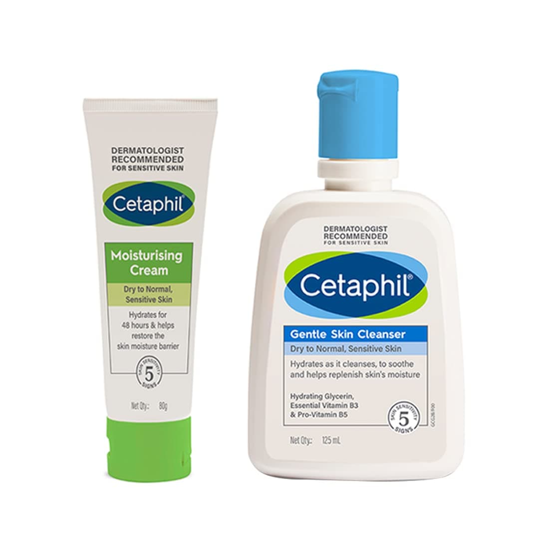 CetaphilMoisturising Cream 80g and Gentle Skin Cleanser 125 ml Combo