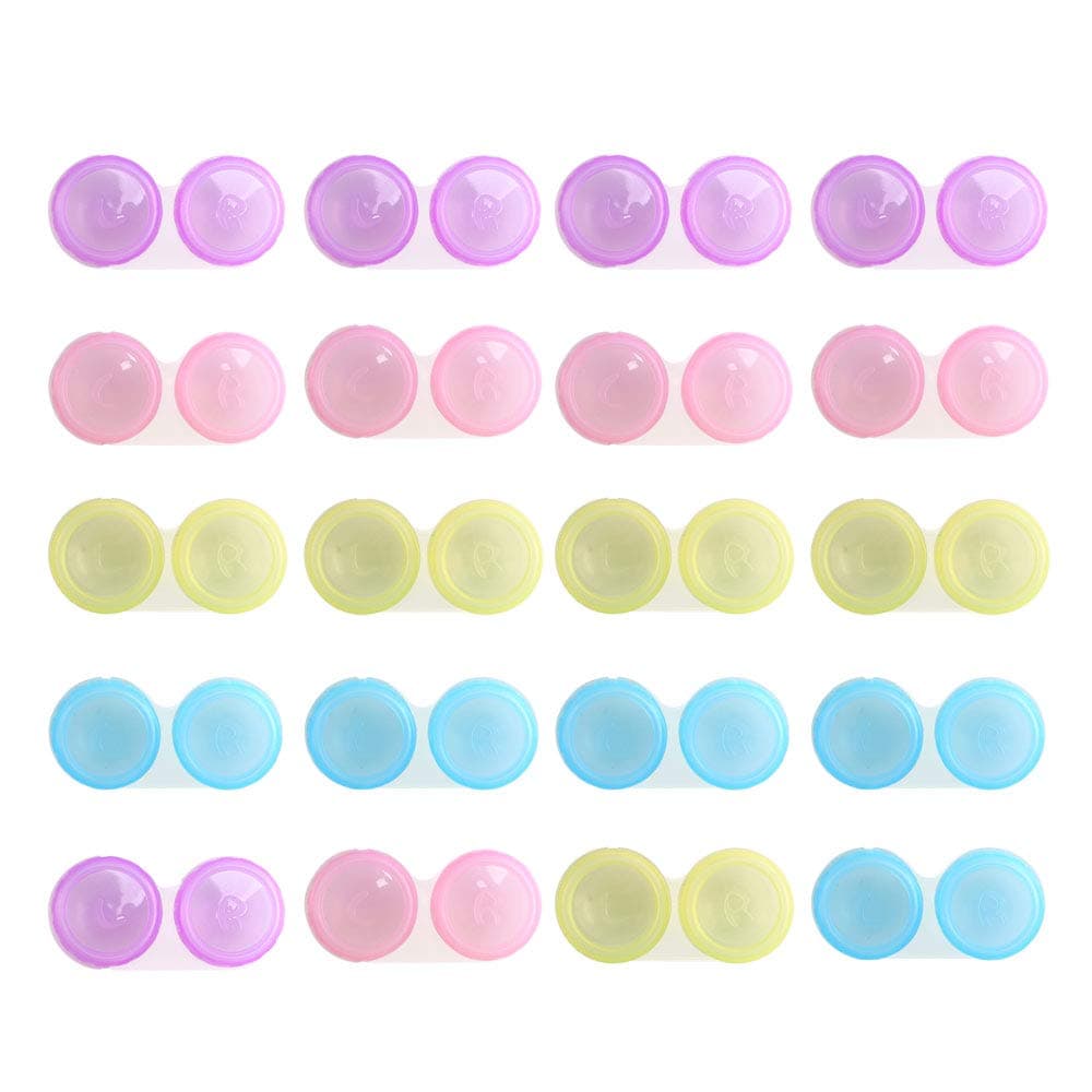 Pulluo 20 Pack Contact Lens Cases Coloured Contact Lenses Left/Right Eyes Contact Lens Container Eye Care Travel Kit