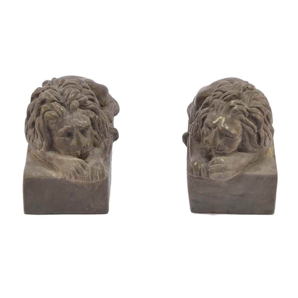 Arte 2000 - pair of paperweight lions in hand-carved breccia medea marble - art_sa-01-bm