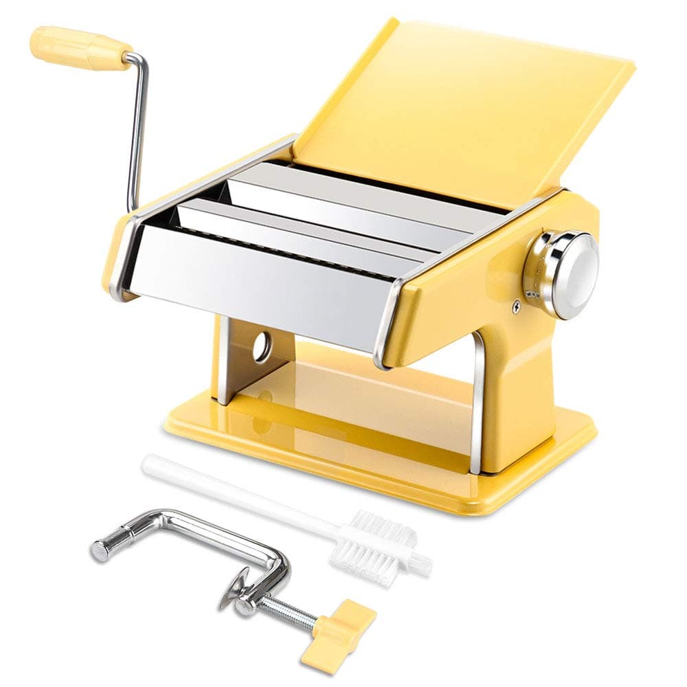 elabo Pasta Maker Machine - Stainless Steel Roller and Cutter- 7 Adjustable Thickness Settings Noodles Maker with Hand Crank, Perfect for Spaghetti, Fettuccini, Lasagna or Dumpling Skins