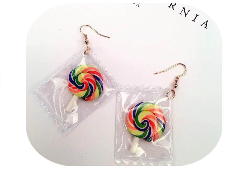 New Upgradeable Creative Transparent Sweet Candies&Lollipop&Heart Dangle Earring, Cute Funny Fruit Designs Girly Earring