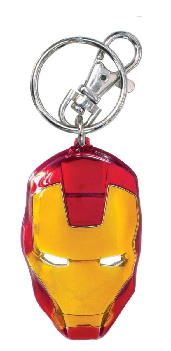 Iron Man Classic Face Color Pewter Keyring,Red, Yellow