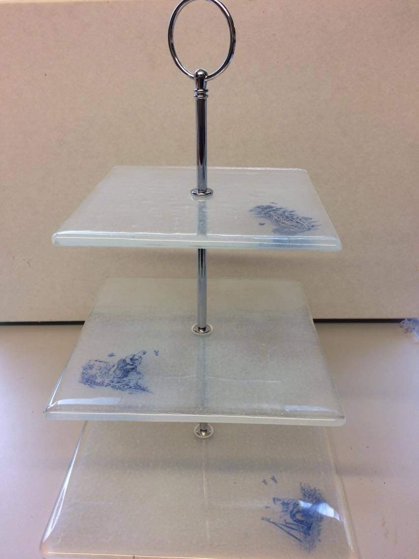 Cake Stand - 3 tier - fused glass
