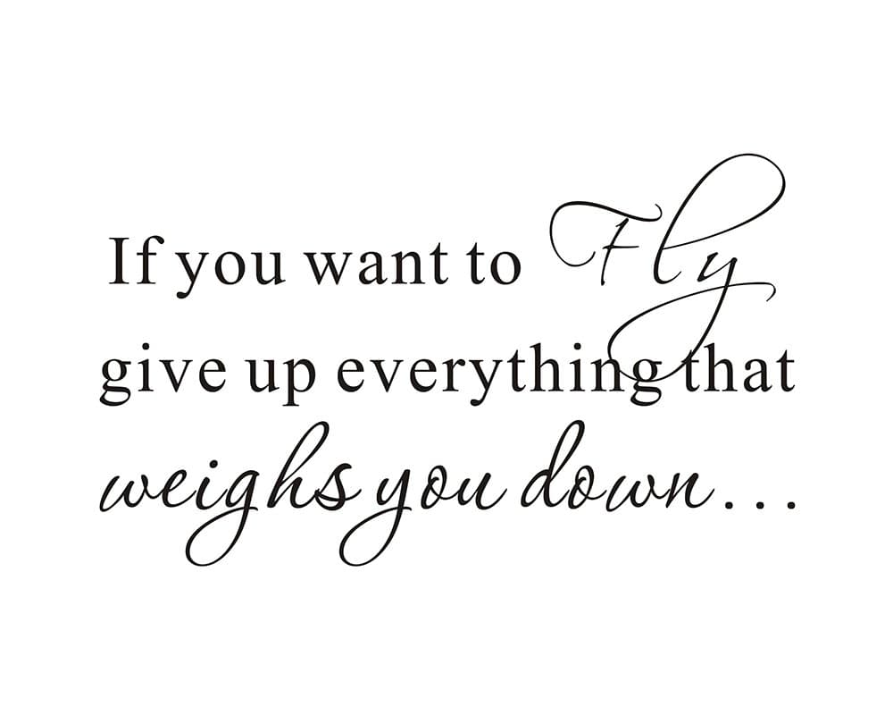 If You Want to Fly, give up Everything That Weighs You Down Home Family Inspirational Mural DIY Vinyl Quote Saying Wall Sticker Decals Transfer Removable Words Lettering (Size2: 38.5" x 22.8")