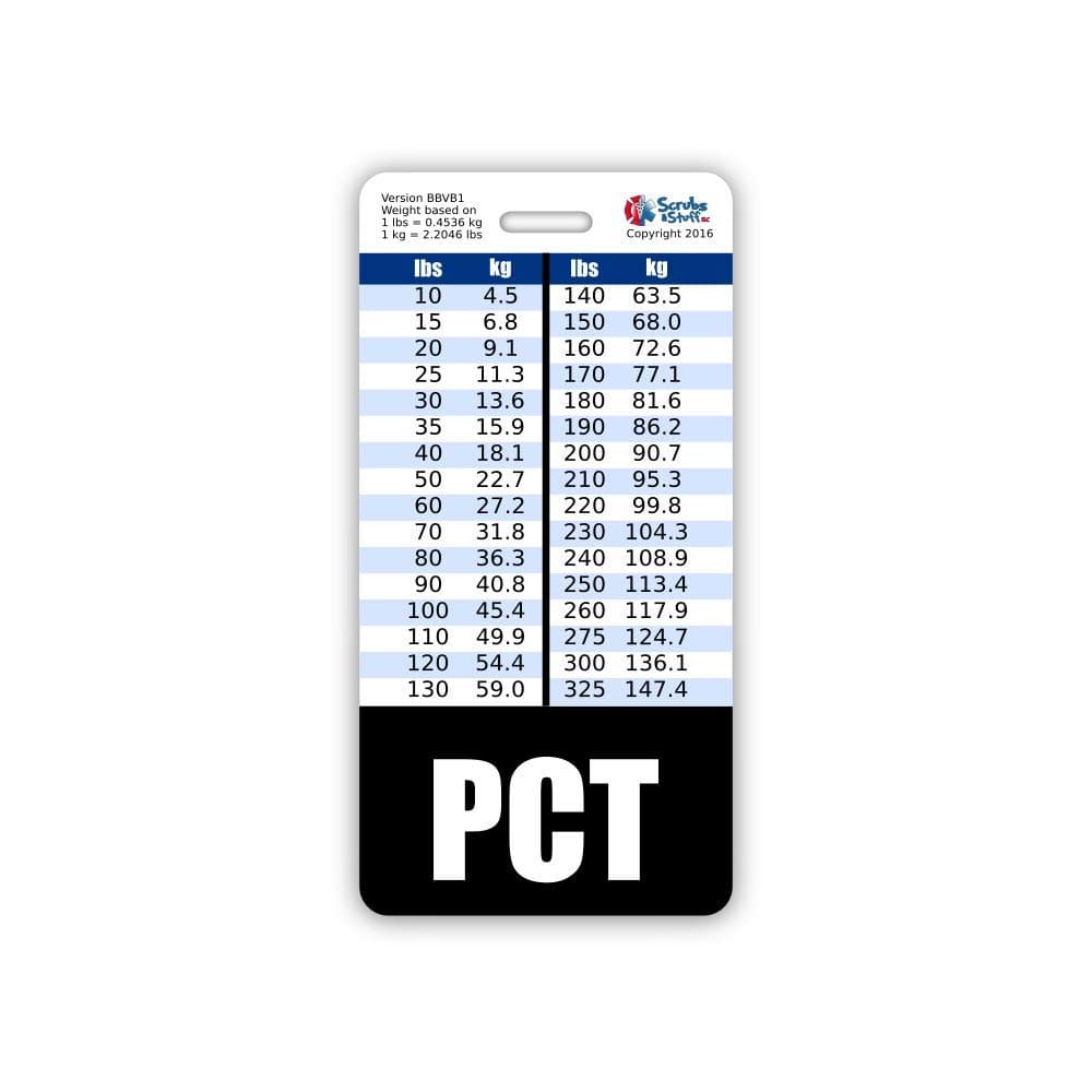 PCT Badge Buddy Vertical w/Height & Weight Conversion Charts (Standard, Black)