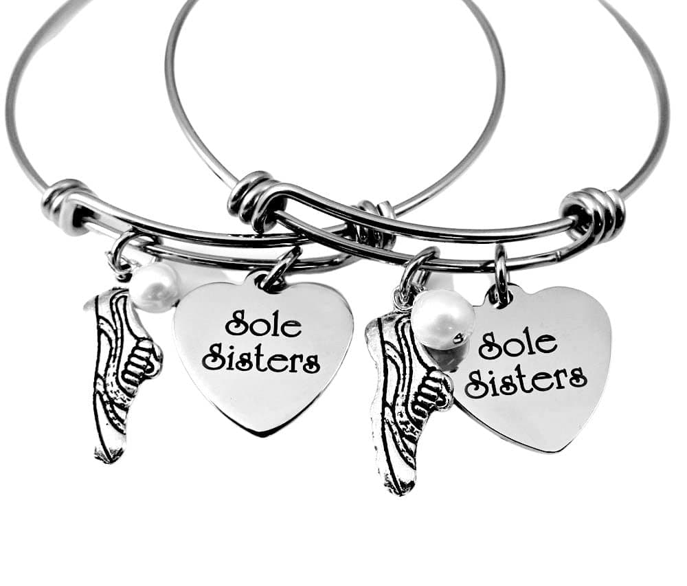 2 Sole Sisters Running Marathon Bangle Bracelets Set of Two
