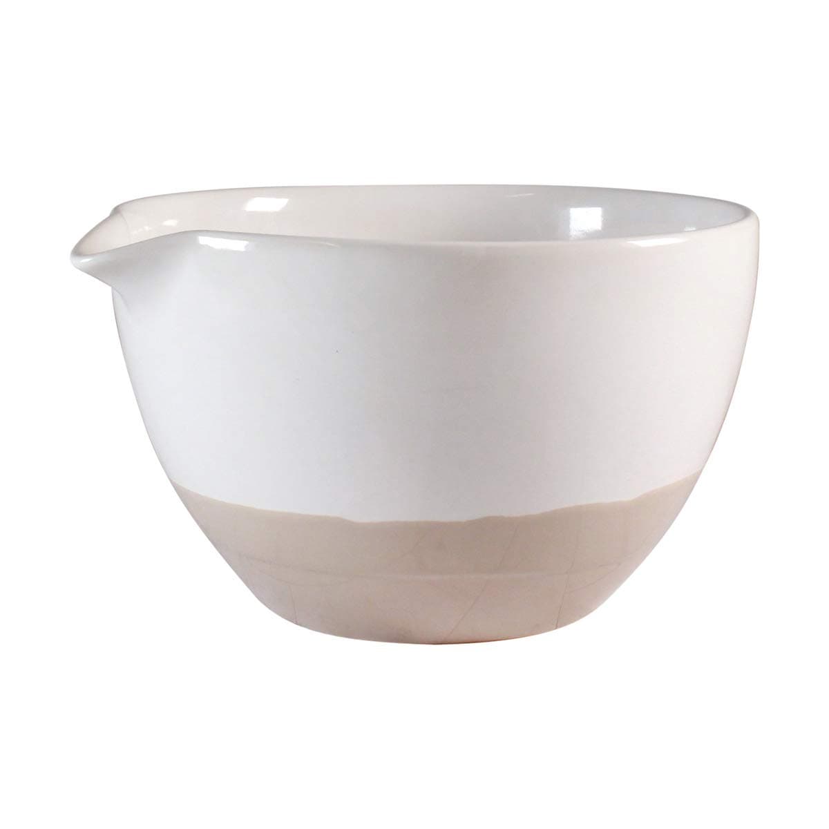 Ceramic Mixing Bowl by CIROA | Natural Stoneware and White Bowl Large 4 Quart