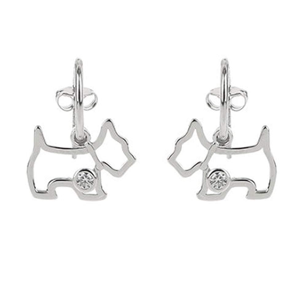 AGATHA ParisWomen's Scotty Motif Ring Sterling Silver Cubic Earrings for Daily